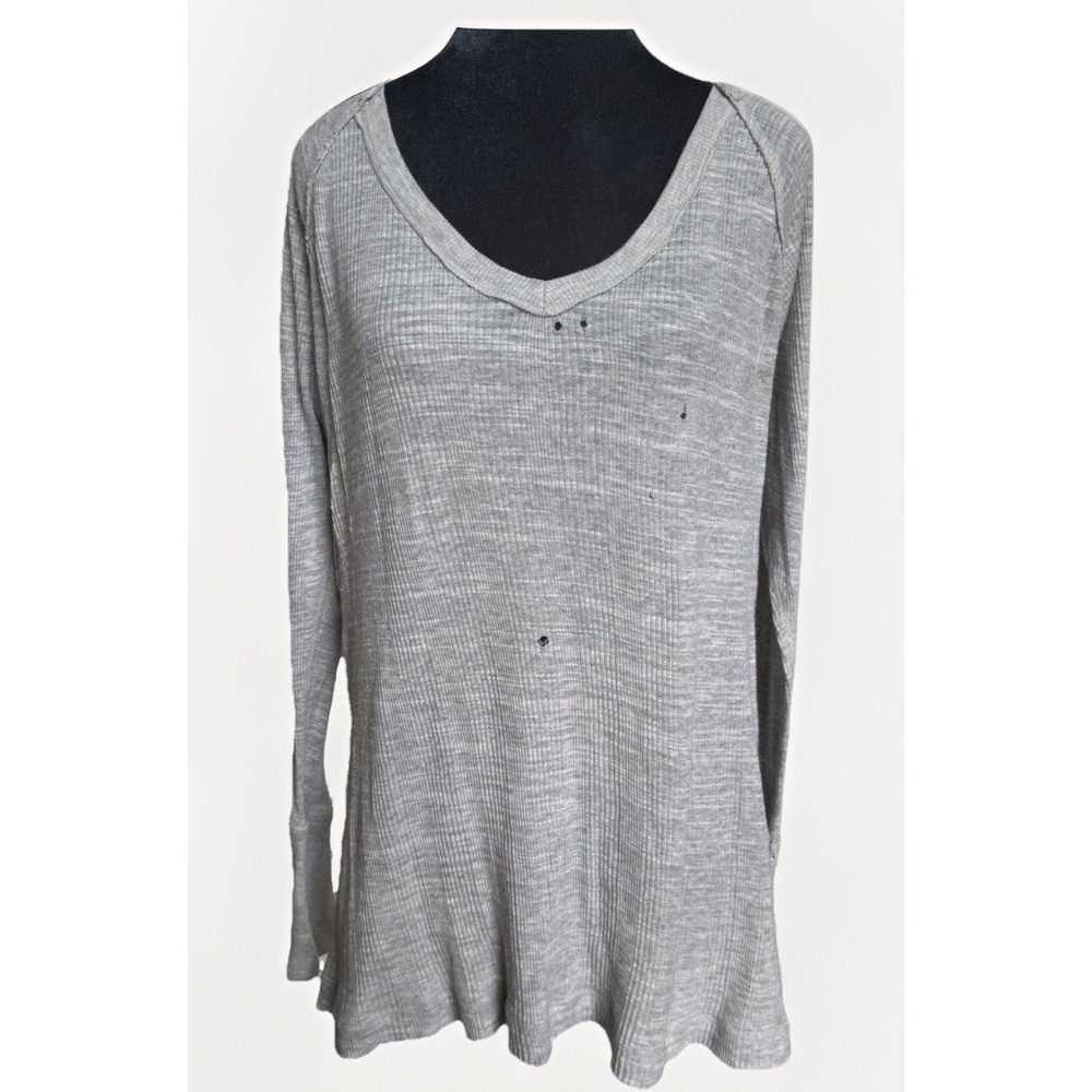 Vtg Y2K GAP Product RED Shirt XL Gray Waffle Knit Thermal Thrashed Grunge Boho